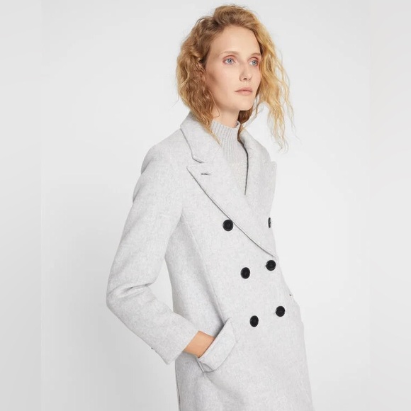 Club Monaco Double Breasted Grey Wool Coat - Picture 7 of 14